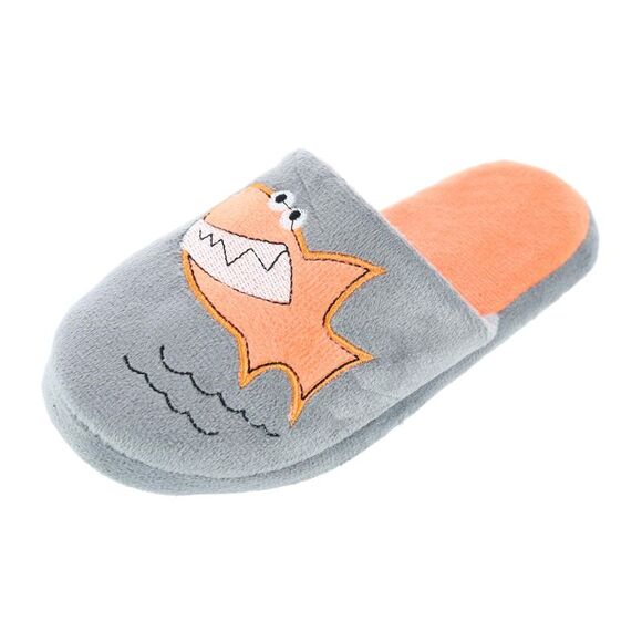 CTM Boy's Slide House Slippers with Shark Detail - Picture 1 of 3